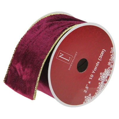 2.5" x 10yd. Red & Gold Wired Christmas Craft Ribbon Spools, 12ct.