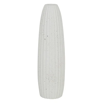 White Ceramic Contemporary Vase, 18" x 5" x 5"