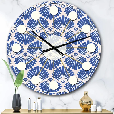 Designart 'Retro Blue Waves Mid-Century Modern Wall Clock