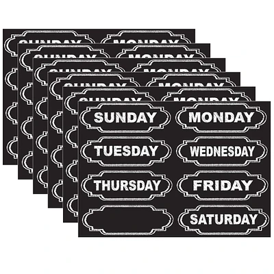 Ashley Productions Chalkboard Days of the Week Magnets, 6 Packs of 8