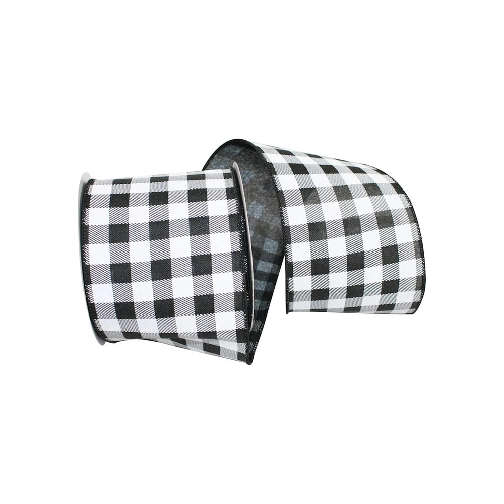 Reliant 4" x 10yd. Gingham Print Taffeta Wired Ribbon