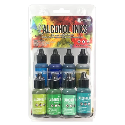 Tim Holtz® Greens & Blue 8 Color Alcohol Ink Set