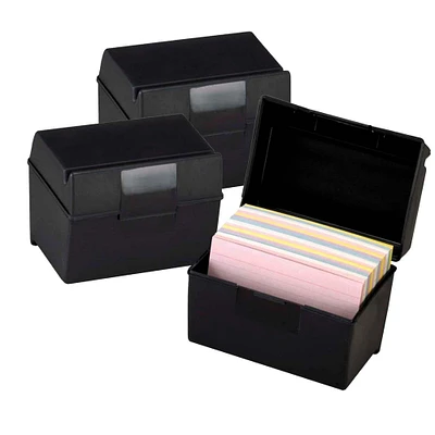 Oxford® Black Plastic 4" x 6" Index Card Boxes, 3ct.