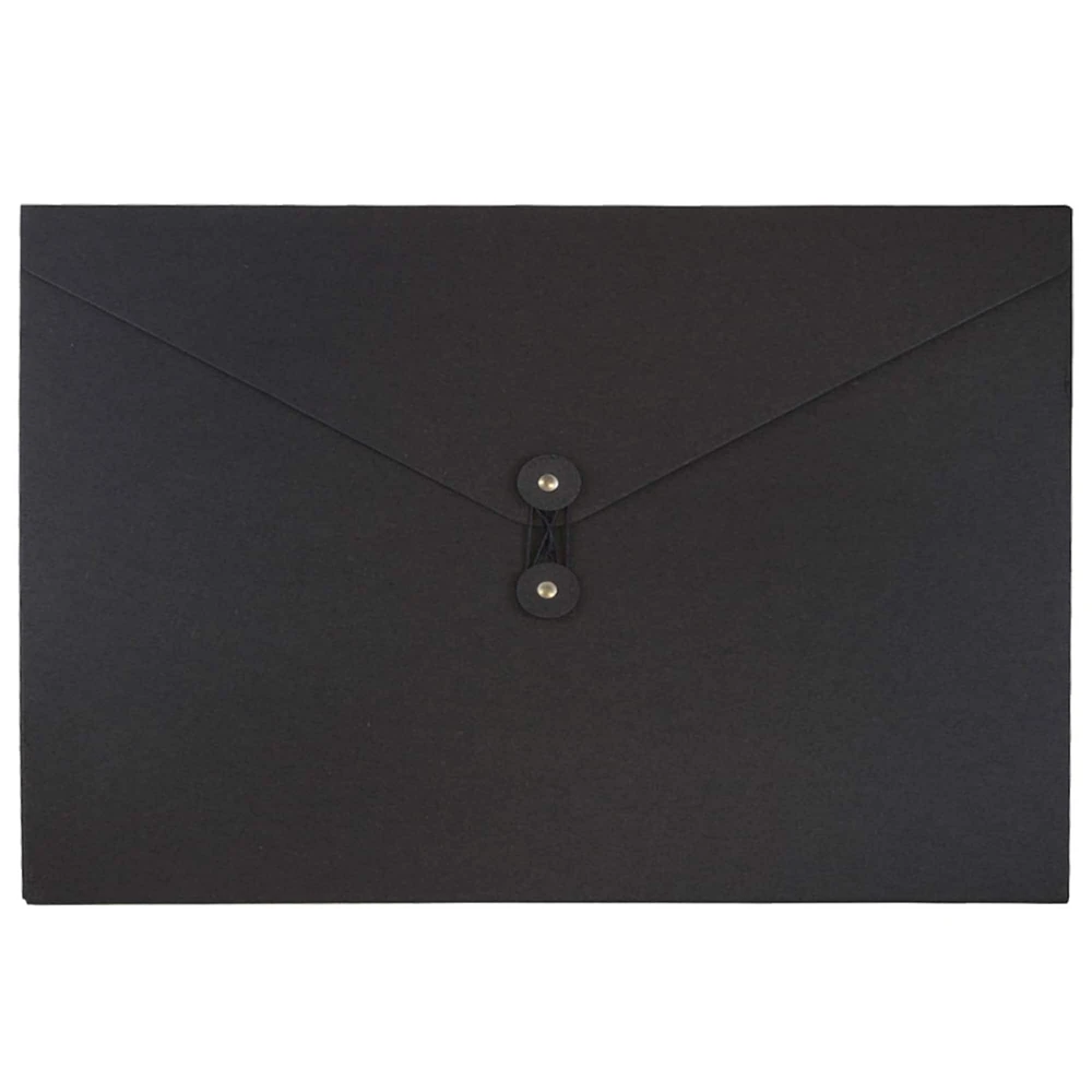 JAM Paper Black Kraft Portfolio with Button and String Tie Closure 9.25" x 14.375"