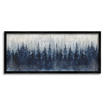 Stupell Industries Rustic Blue Forest Tree Line Fir Woodland Framed Wall Art