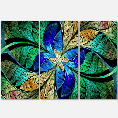 Designart - Blue Green Fractal Flower Petals