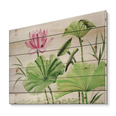 Designart - Vintage Pink Lotuses In The Pond V