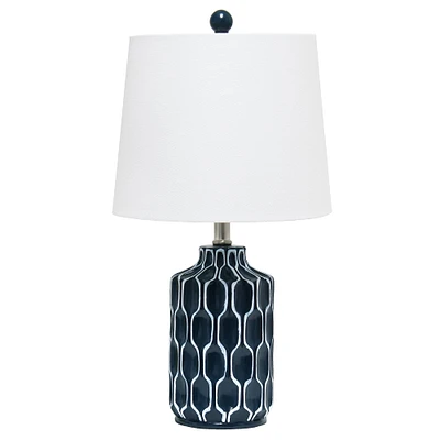 Lalia Home 22" Blue Moroccan Table Lamp with Fabric White Shade