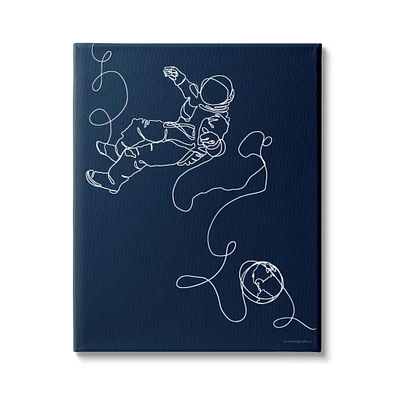 Stupell Industries Astronaut in Outer Space Over Earth Line Drawing Canvas Wall Art