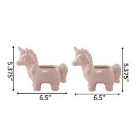 Flora Bunda Pink Ceramic Unicorn Pot Set