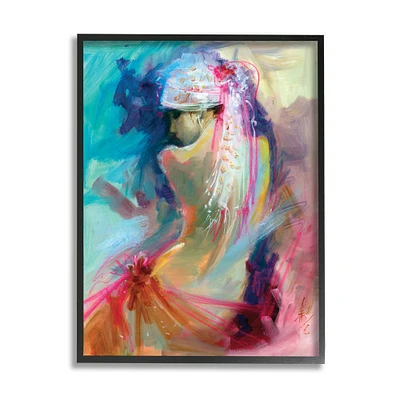 Stupell Industries Colorful Abstract Nude Female Portrait Back in Frame Wall Art