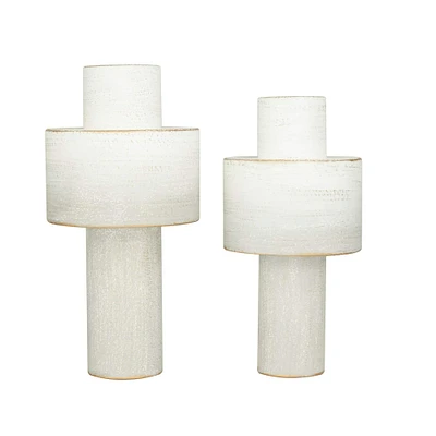 CosmoLiving by Cosmopolitan White Abstract Modern Metal Vase Set