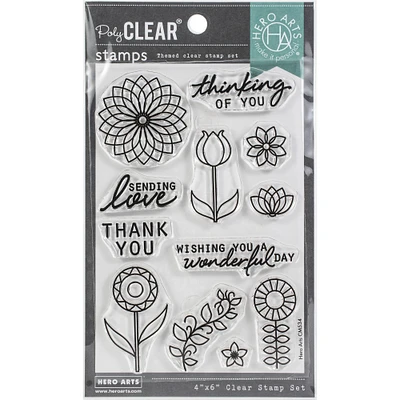 Hero Arts Line Art Flowers Clear Stamps