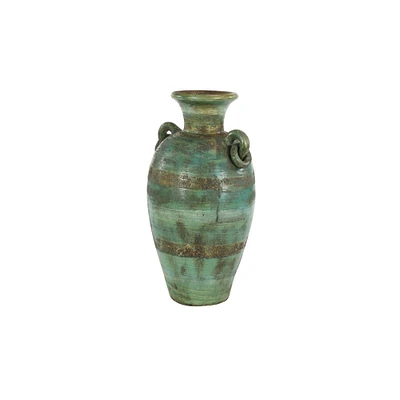 23" Green Ceramic Rustic Vase