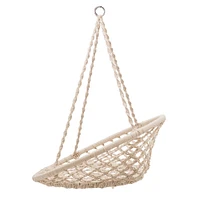 Hanging Handwoven Cotton Macramé Chair with Metal Frame