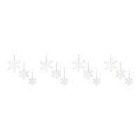 Glittered White Snowflake Wire Ornament Set