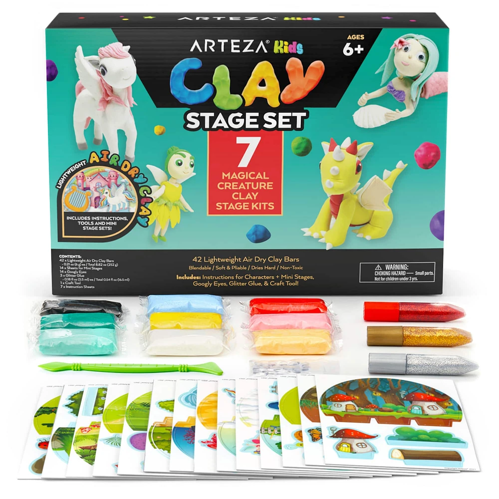Arteza® Kids Magical Creatures Small Stage Clay Kit, 74 pcs