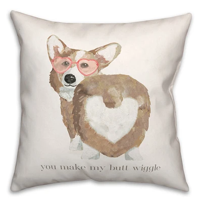 Corgi Wiggle Butt Valentine's Day Throw Pillow