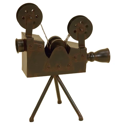 15" Brown Metal Vintage Movie Camera Sculpture