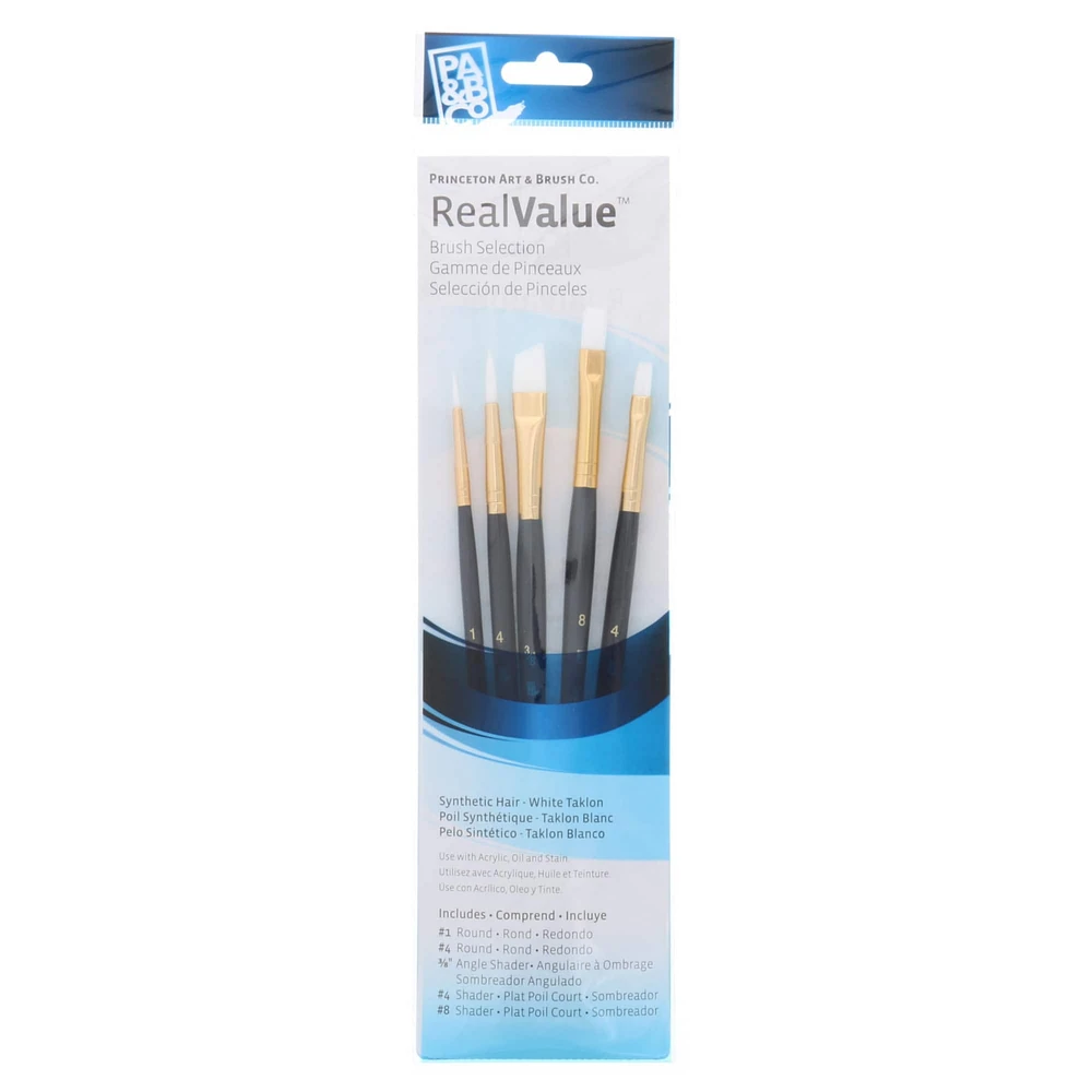 12 Packs: 5 ct. (60 total) Princeton™ RealValue™ White Taklon Brush Set