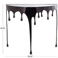 32" Aluminum Drip Console Table with Melting Designed Legs & Shaded Glass Top