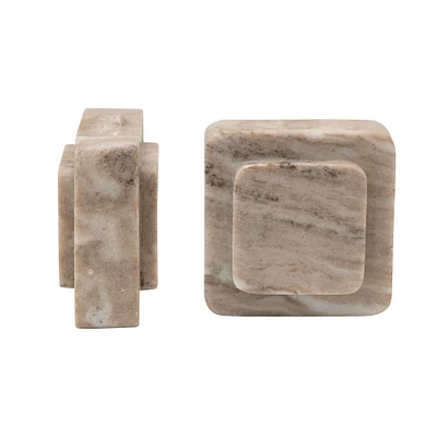 Square Marble Bookends Set