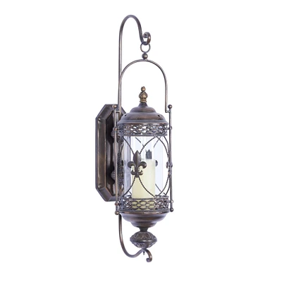 30" Brown Glass Traditional Candle Wall Sconce