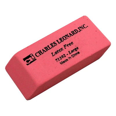 Charles Leonard Large Synthetic Pink Wedge Eraser, 12 Packs of 12