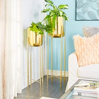 CosmoLiving by Cosmopolitan Gold Metal Glam Planter Set, 39" & 46"