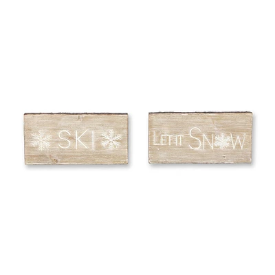 15" Let It Snow & Ski Plaque Set