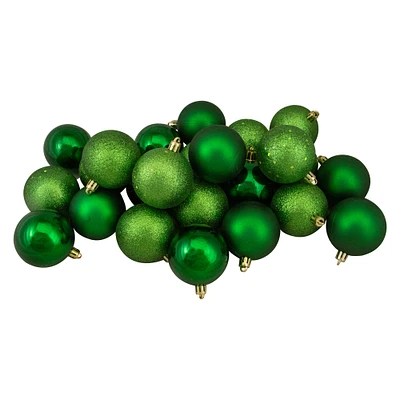 24ct. 2.5"  Xmas Green 4-Finish Shatterproof Christmas Ball Ornaments