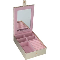 Ruby + Cash Gold & Pink Jewelry Organizer Box with Vanity Mirror