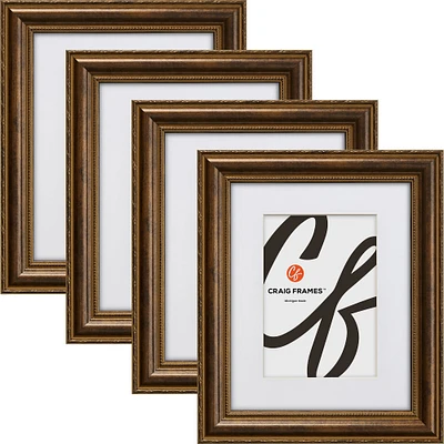 Craig Frames 4 Pack: Victoria Ornate Bronze Picture Frame with Mat