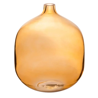 8" Amber Modern Round Tinted Glass Vase