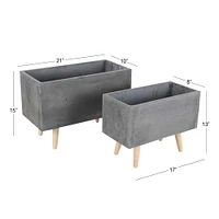 CosmoLiving by Cosmopolitan Dark Gray Fiberclay Contemporary Planter Set