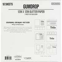 Colorbok® Glitter Gumdrop 68lb. Designer Single-Sided Paper Pad, 12" x 12"