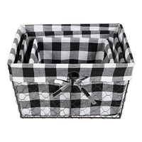 DII® Black & White Checkered Chicken Wire Basket Set