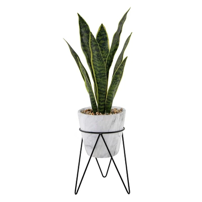 Flora Bunda® 1.75ft. Snake Plant In Marble On Metal Stand