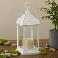 Kate Aspen Manchester LED Vintage Decorative Distressed White Lantern