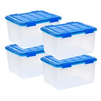 IRIS® WeatherPro™ 44qt. Clear Heavy Duty Plastic Storage Bins with Blue Lids, 4ct.