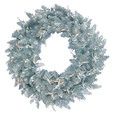 30" Warm White LED Lights Silver Fir Artificial Christmas Wreath