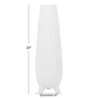 CosmoLiving by Cosmopolitan White Ceramic Contemporary Vase, 6" x 20"