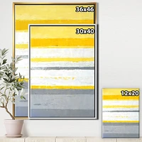 Designart - Grey and Yellow Blue Abstract XIII - Modern Framed Canvas Wall Art Print