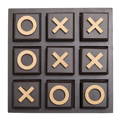 The Novogratz 10" Black Wood Tic-Tac-Toe Game Set