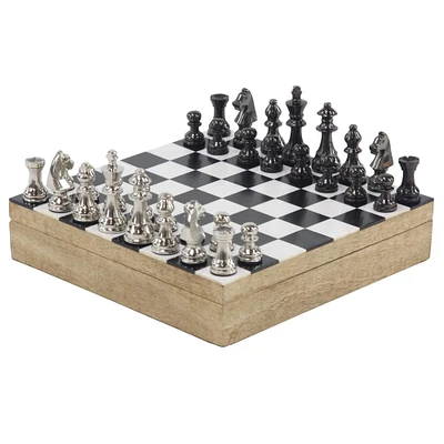 12" Mango Wood & Aluminum Traditional Chess Game Set