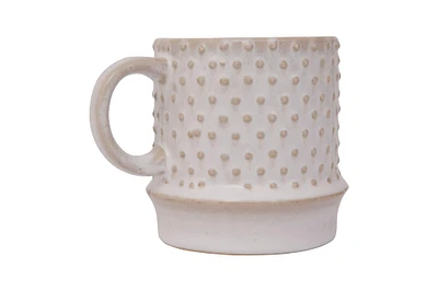 White Hobnail Pattern Stoneware Mug Set