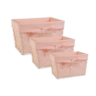 DII® Blush Pink Lined Chicken Wire Basket Set