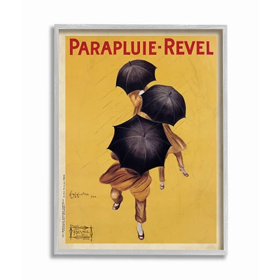 Stupell Industries Yellow Parapluie-Revel Vintage Poster Wall Accent with Gray Frame