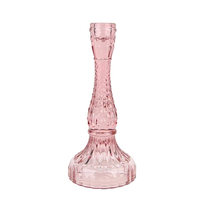 9" Large Pink Glass Candle Holder by Ashland®