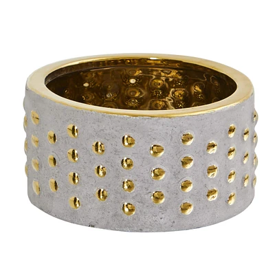3.5" Regal Stone Hobnail Planter with Gold Accents